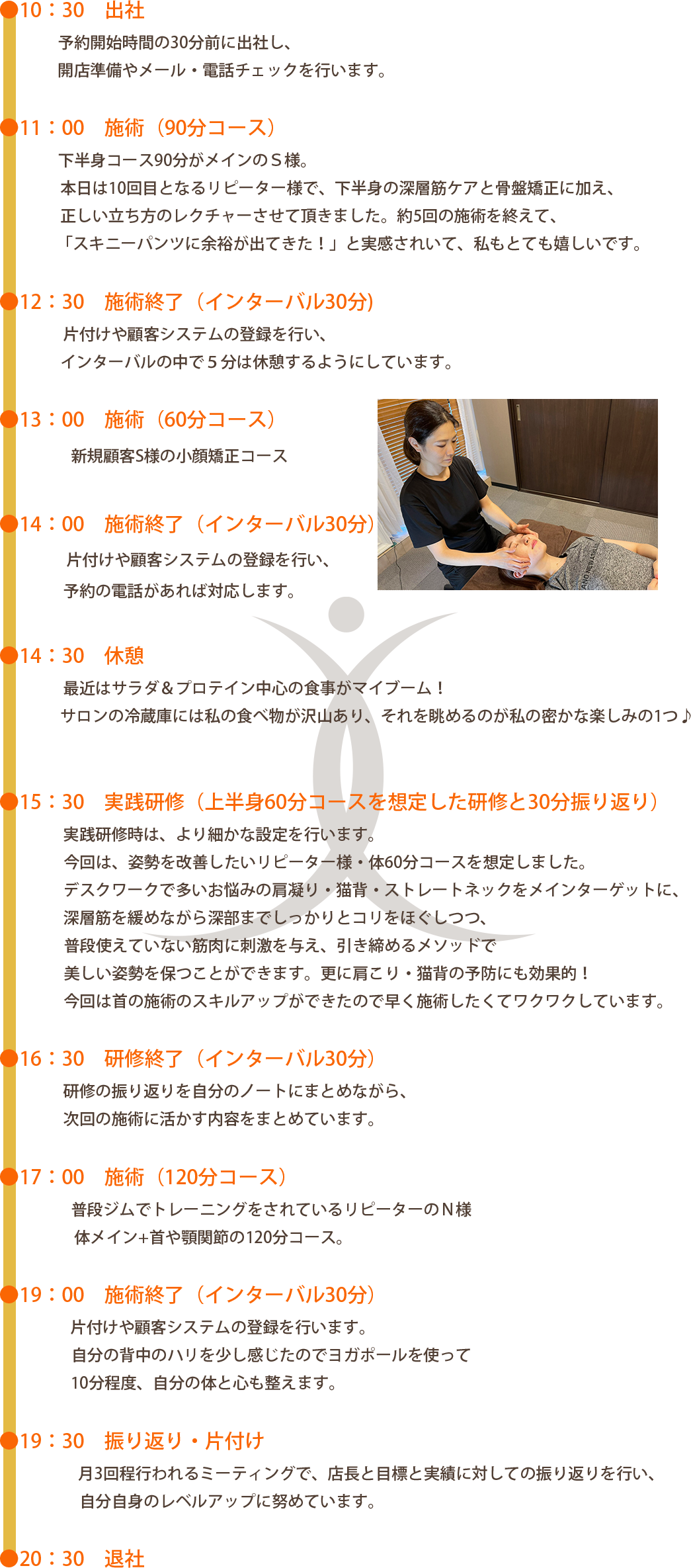 施術者1日 のスケジュール